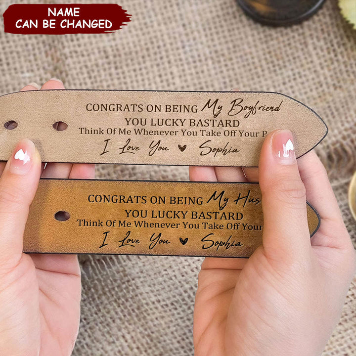 Custom Leather Belt Engraved Names Warm Gift - image 0
