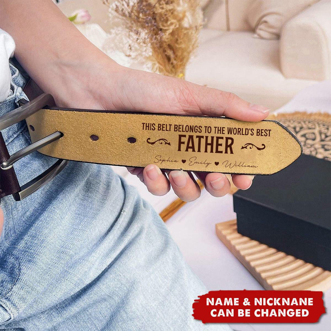 Custom Leather Belt Engraved Names Warm Gift - image 10