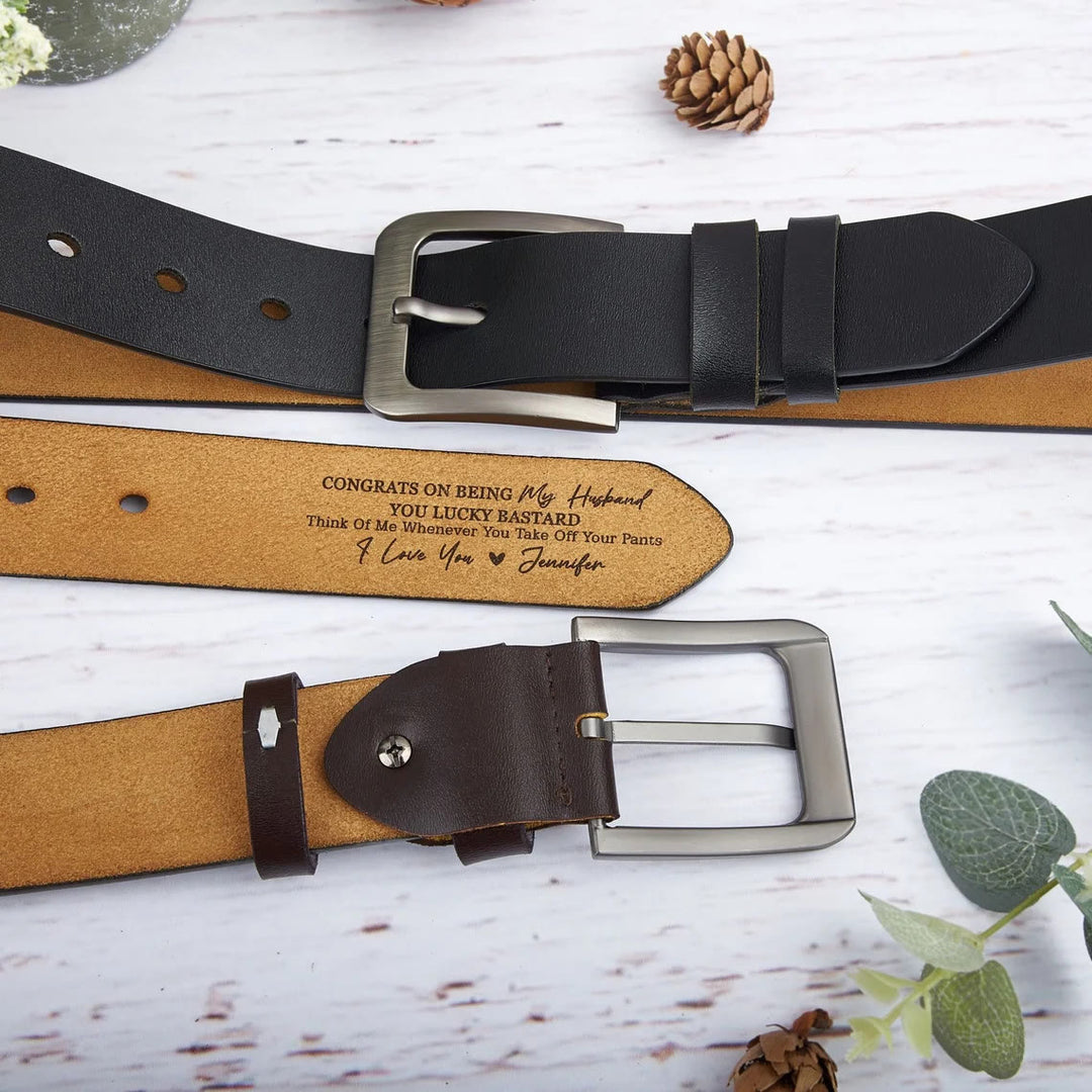 Custom Leather Belt Engraved Names Warm Gift - image 3