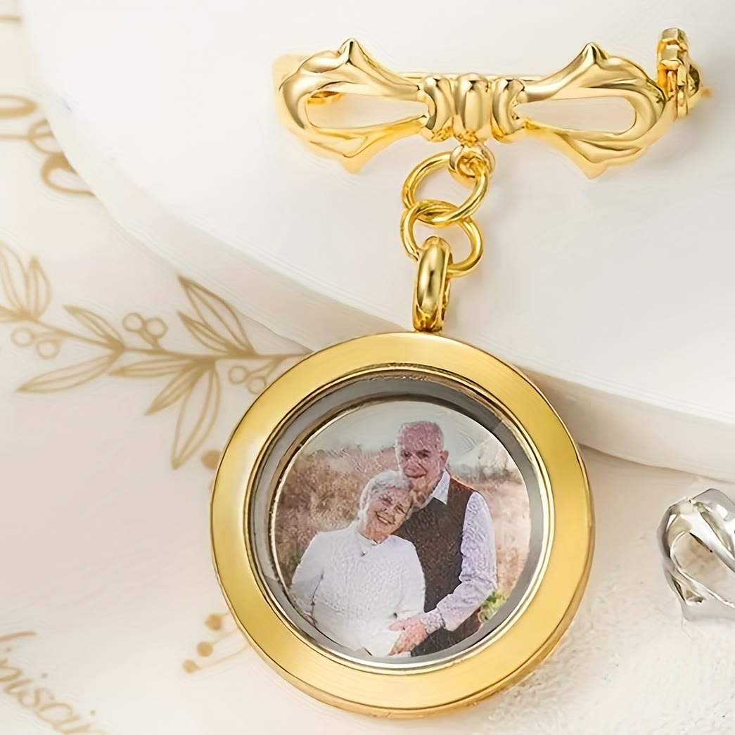 Custom Your Photo Bow Brooch Memorial Metal Brooch - image 7