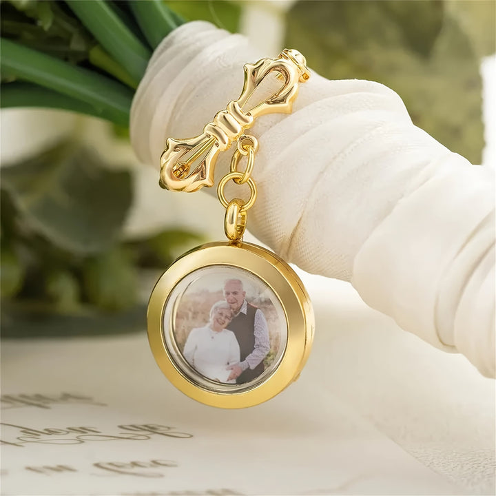 Custom Your Photo Bow Brooch Memorial Metal Brooch - image 3