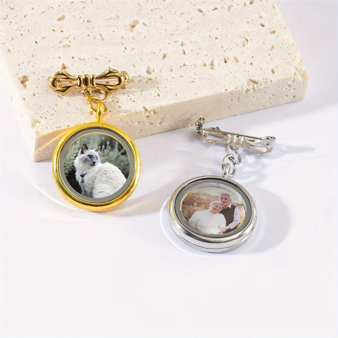 Custom Your Photo Bow Brooch Memorial Metal Brooch - image 9