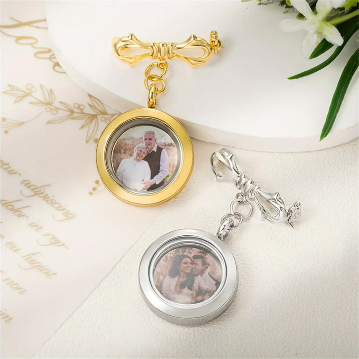 Custom Your Photo Bow Brooch Memorial Metal Brooch - image 4