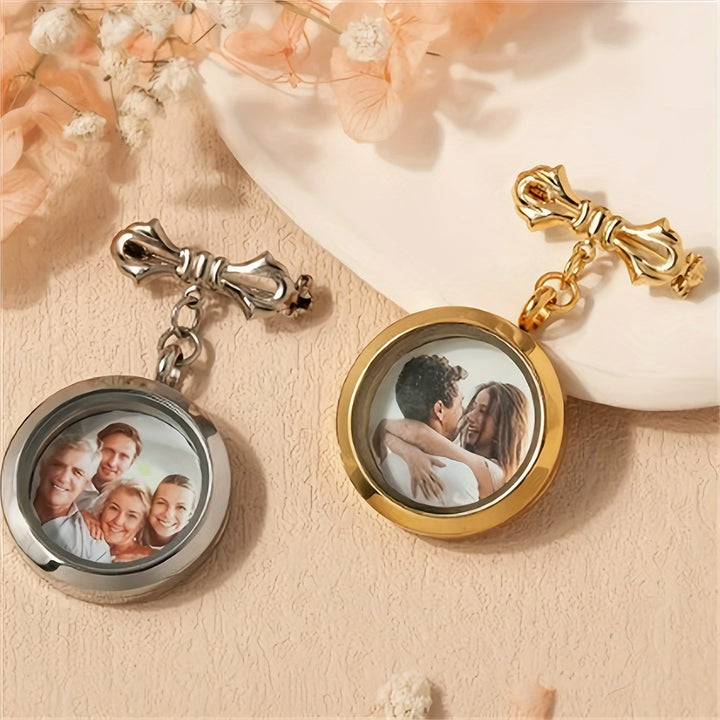 Custom Your Photo Bow Brooch Memorial Metal Brooch - image 5