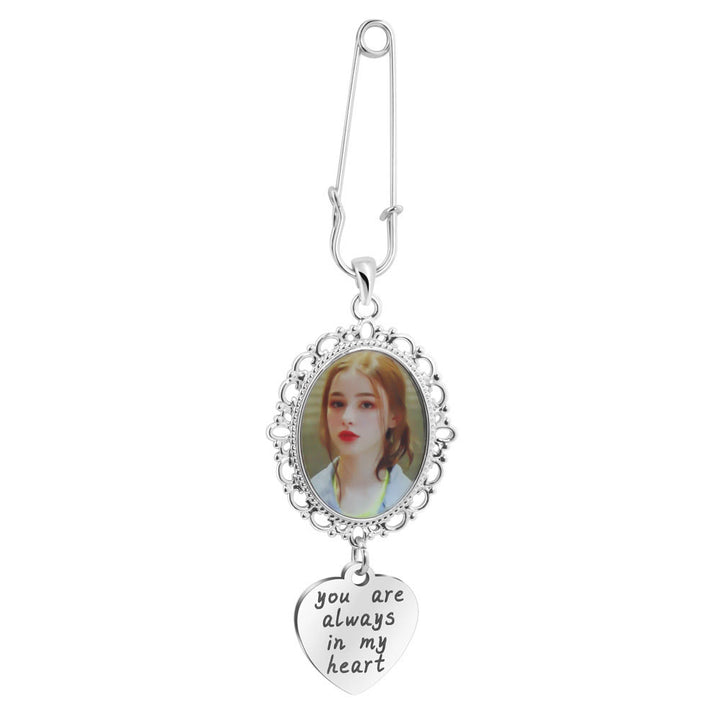 Custom Your Photos Brooch With Warm Taxt Wedding Gift - image 6