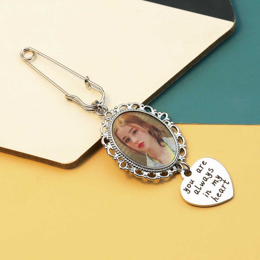 Custom Your Photos Brooch With Warm Taxt Wedding Gift - image 1