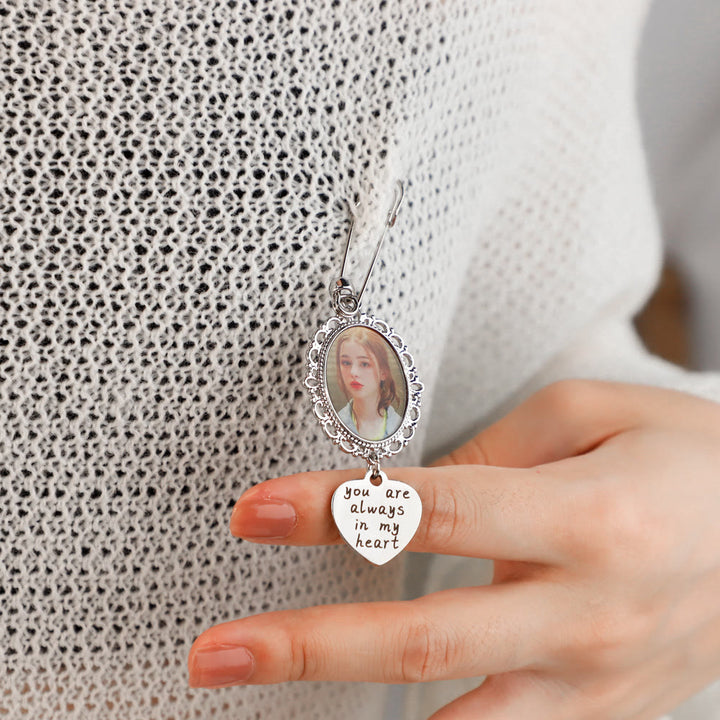 Custom Your Photos Brooch With Warm Taxt Wedding Gift - image 2