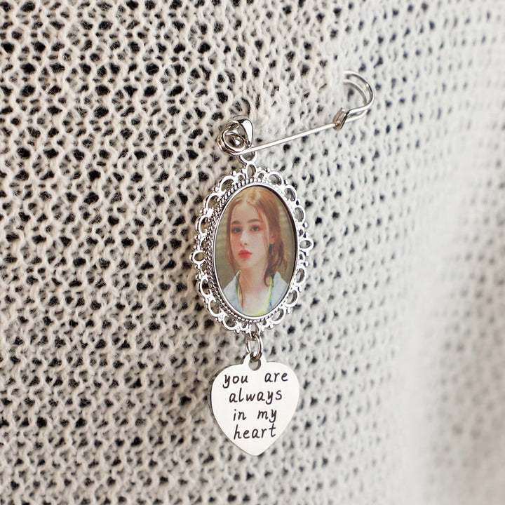 Custom Your Photos Brooch With Warm Taxt Wedding Gift - image 3