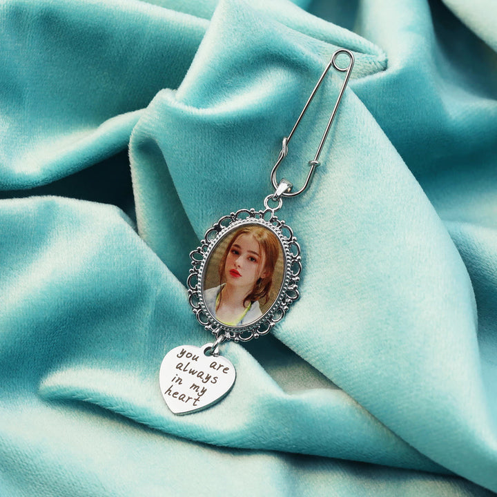Custom Your Photos Brooch With Warm Taxt Wedding Gift - image 4