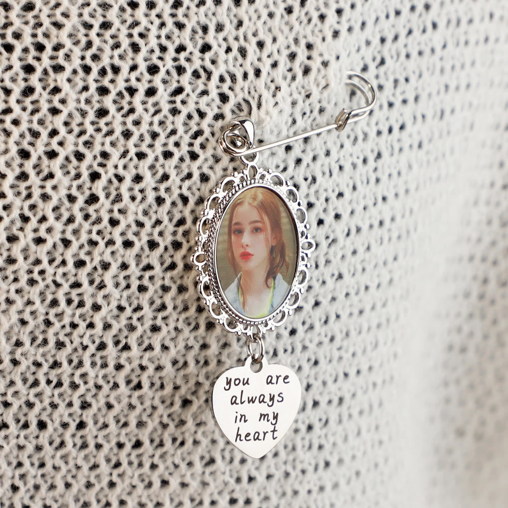 Custom Your Photos Brooch With Warm Taxt Wedding Gift - image 3