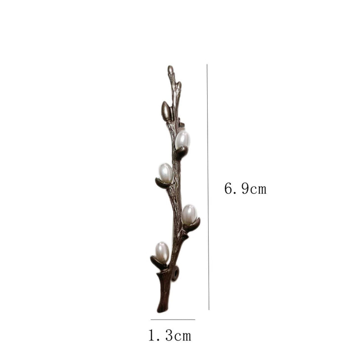 Vintage Branch Brooch Wood Pearl Alloy Pin - image 9