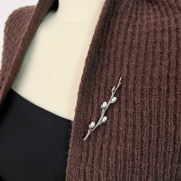Vintage Branch Brooch Wood Pearl Alloy Pin - Branch Brooch - image 0
