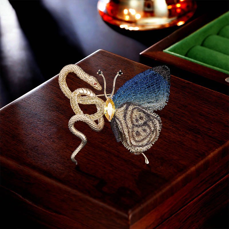 Snake And Butterfly Brooch Metal Shirt Accessories - Snake And Butterfly Brooch - image 0