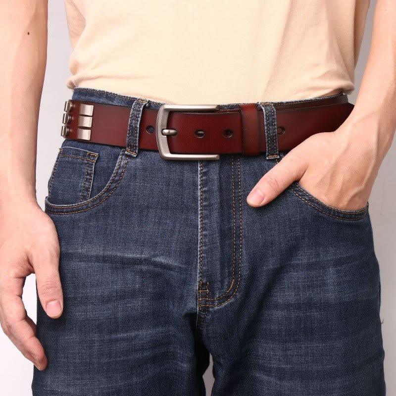 Genuine Leather Waistband For Men Punk Rivet Belt - image 1