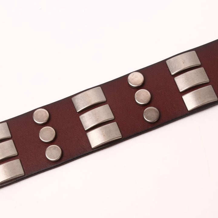 Genuine Leather Waistband For Men Punk Rivet Belt - image 7