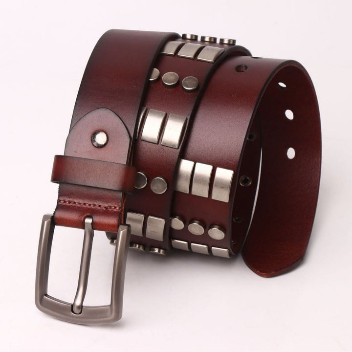 Genuine Leather Waistband For Men Punk Rivet Belt - image 5