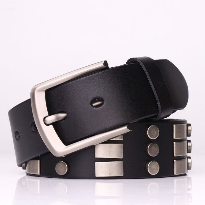 Genuine Leather Waistband For Men Punk Rivet Belt - image 3