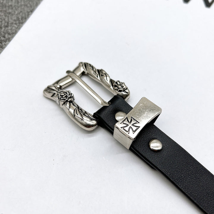 Easter Cross Pattern Belt Punk Rivet Leather Waistband - image 9