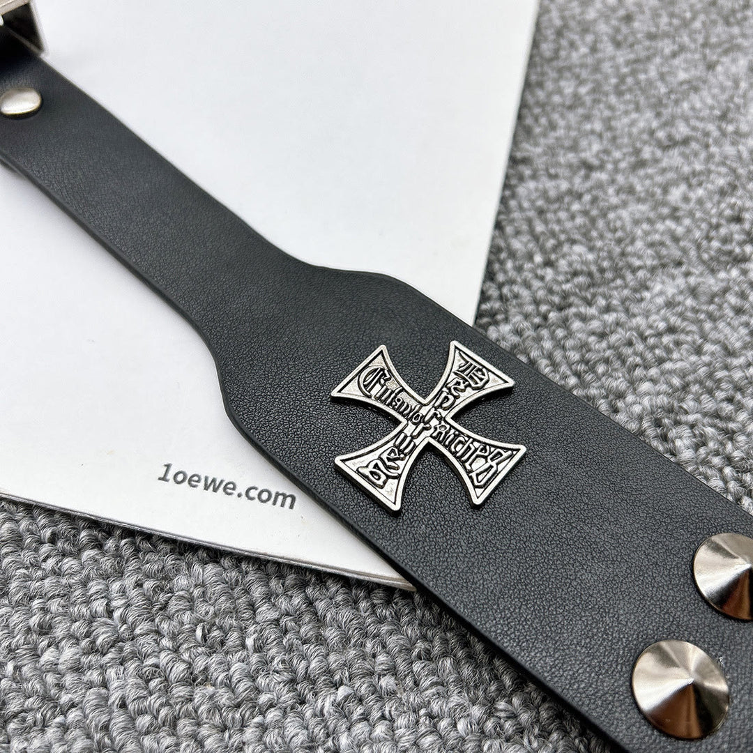 Easter Cross Pattern Belt Punk Rivet Leather Waistband - image 10