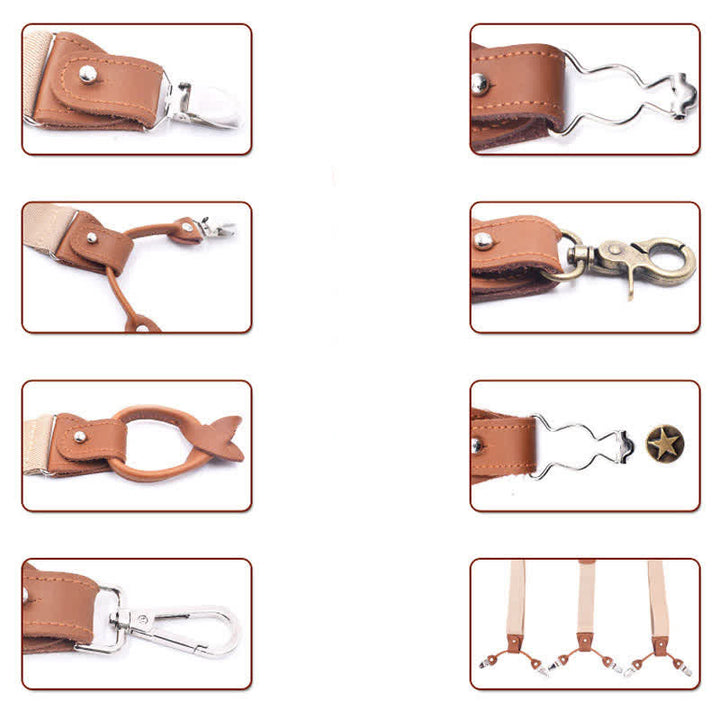 8Pcs Solid Color Combinable Buckle Adjustable Suspenders Set - image 1