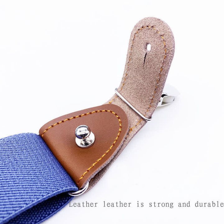 8Pcs Solid Color Combinable Buckle Adjustable Suspenders Set - image 7