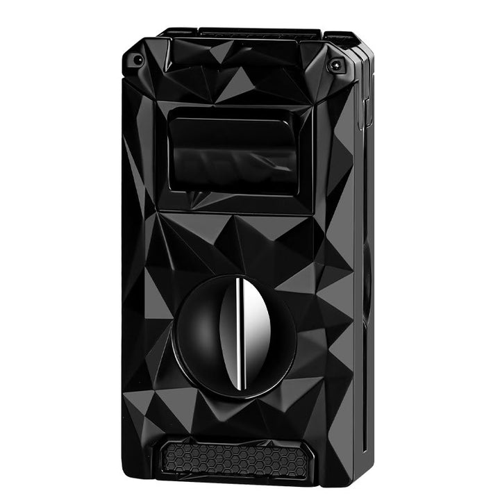 5 in 1 Multifunctional Cigar Cutter Tools Diamond Refillable Butane Lighter  - Business Black - image 18