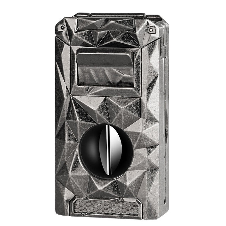 5 in 1 Multifunctional Cigar Cutter Tools Diamond Refillable Butane Lighter  - Ice Flower - image 16