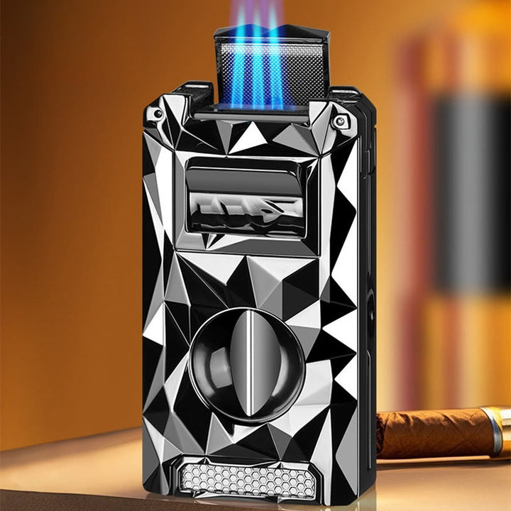 5 in 1 Multifunctional Cigar Cutter Tools Diamond Refillable Butane Lighter  - image 8