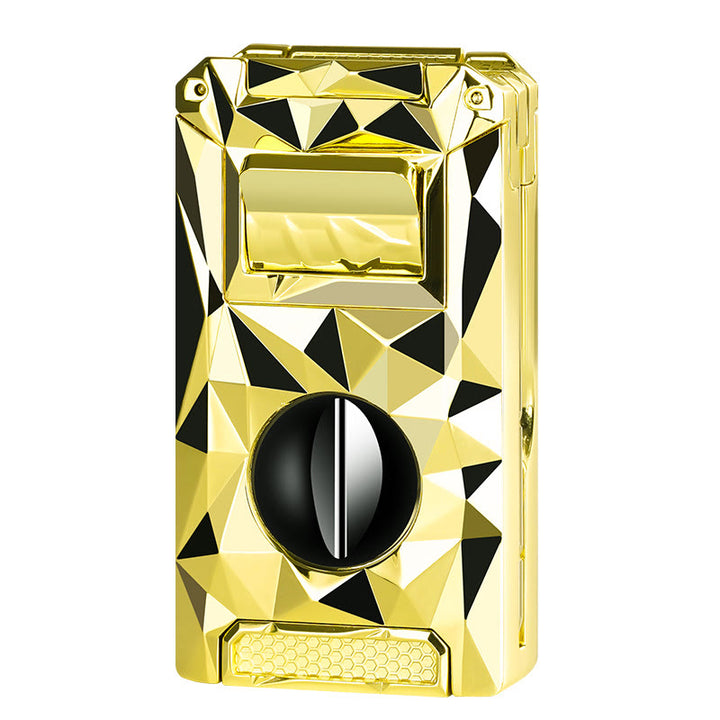 5 in 1 Multifunctional Cigar Cutter Tools Diamond Refillable Butane Lighter  - Gold Ice - image 17