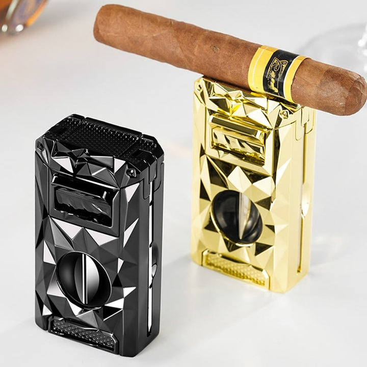 5 in 1 Multifunctional Cigar Cutter Tools Diamond Refillable Butane Lighter  - image 5