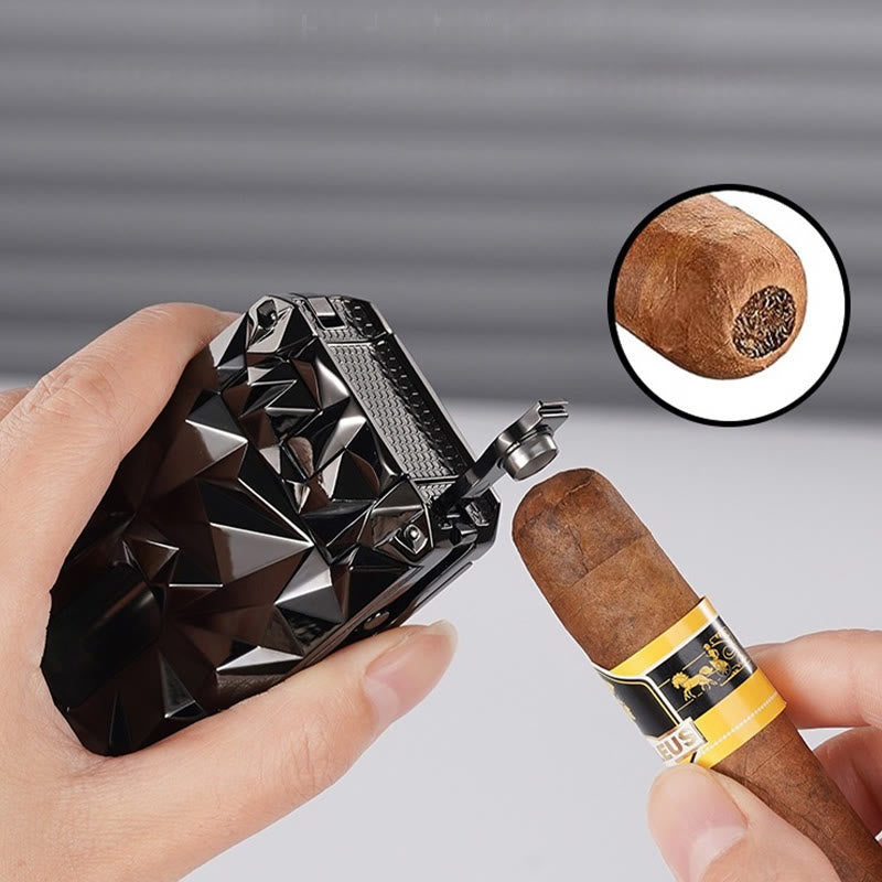 5 in 1 Multifunctional Cigar Cutter Tools Diamond Refillable Butane Lighter  - image 3