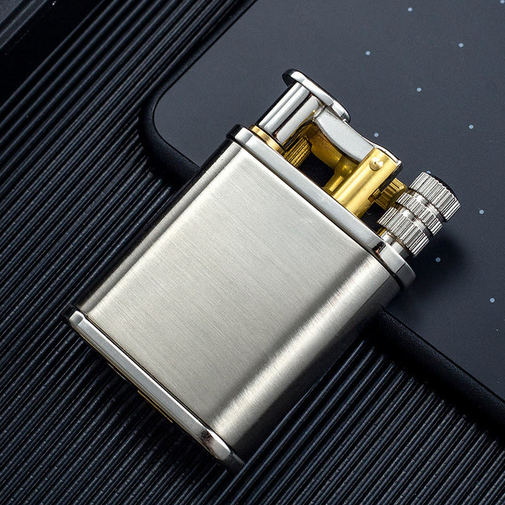 2 in 1 Permanent Match Antique Style Lift Arm Refillable Kerosene Lighter - Silver - image 8