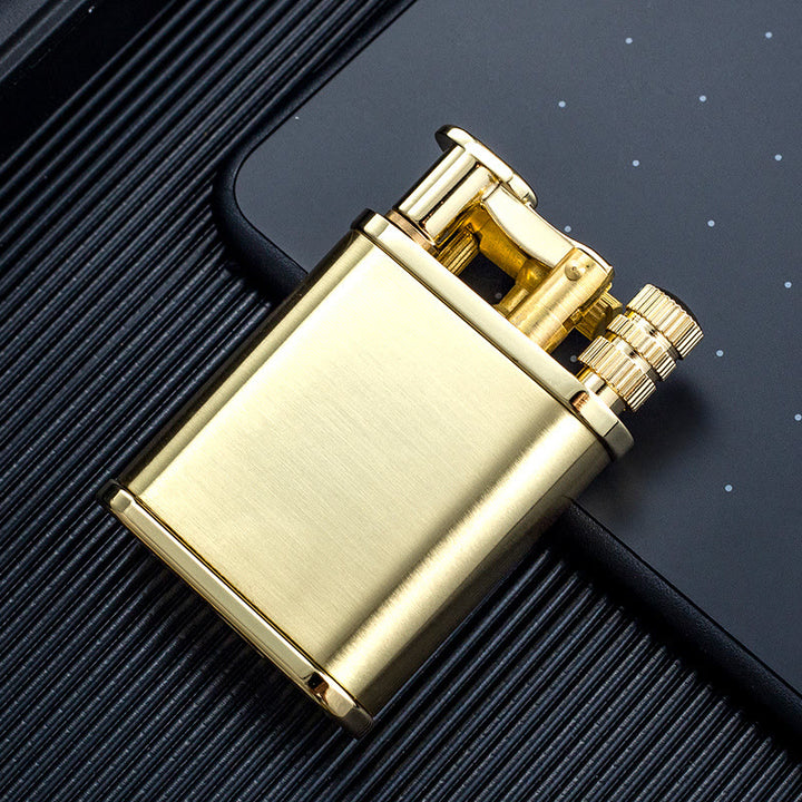 2 in 1 Permanent Match Antique Style Lift Arm Refillable Kerosene Lighter - Gold - image 9