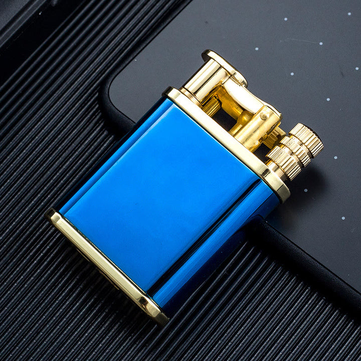 2 in 1 Permanent Match Antique Style Lift Arm Refillable Kerosene Lighter - Blue - image 12