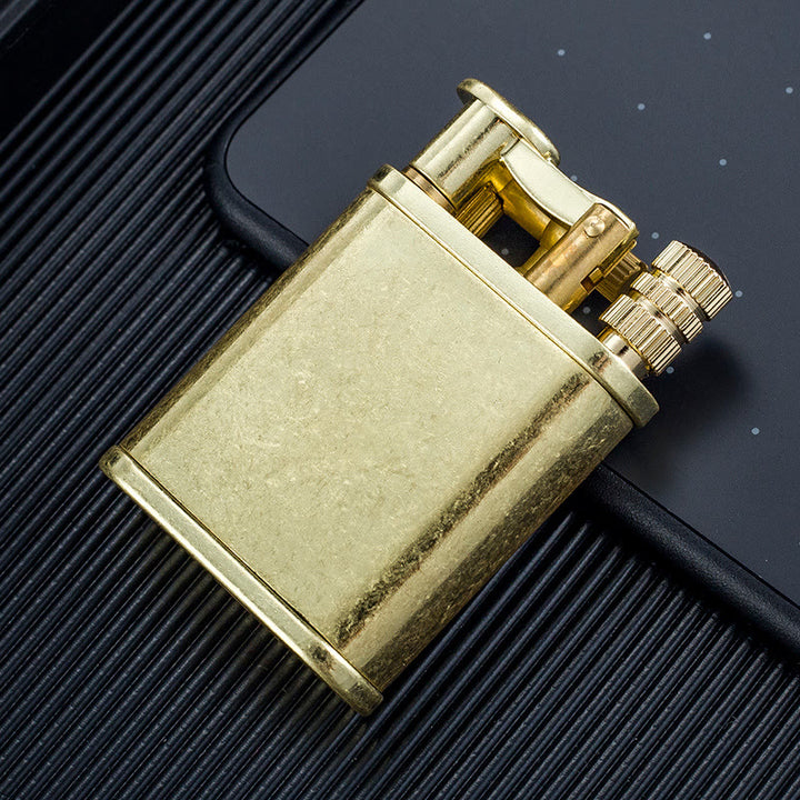 2 in 1 Permanent Match Antique Style Lift Arm Refillable Kerosene Lighter - Brass - image 10