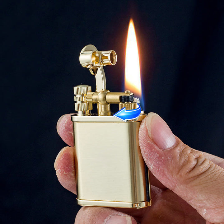2 in 1 Permanent Match Antique Style Lift Arm Refillable Kerosene Lighter - image 2