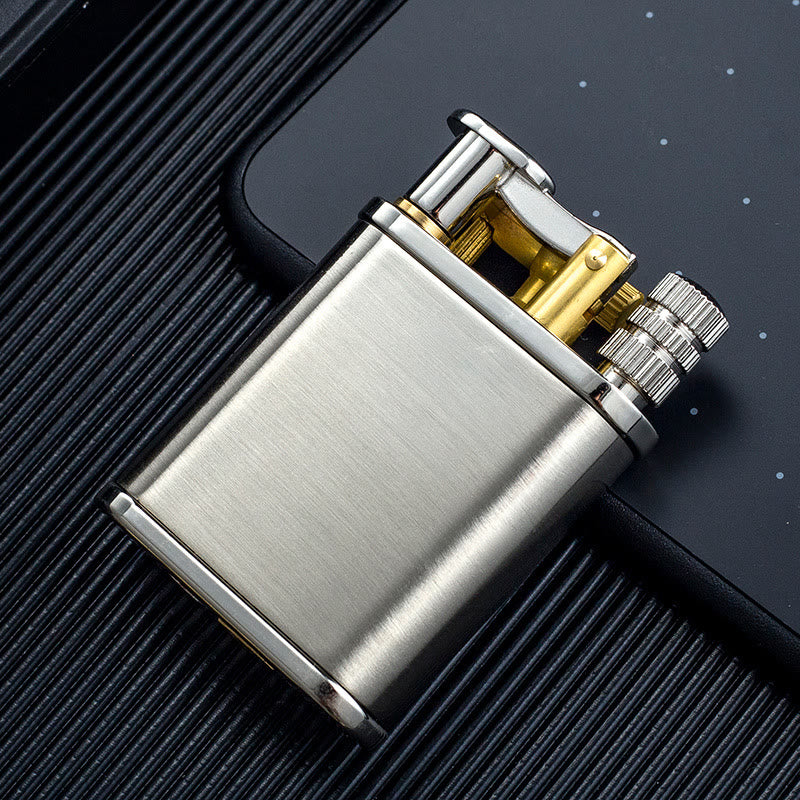 2 in 1 Permanent Match Antique Style Lift Arm Refillable Kerosene Lighter - Silver - image 8