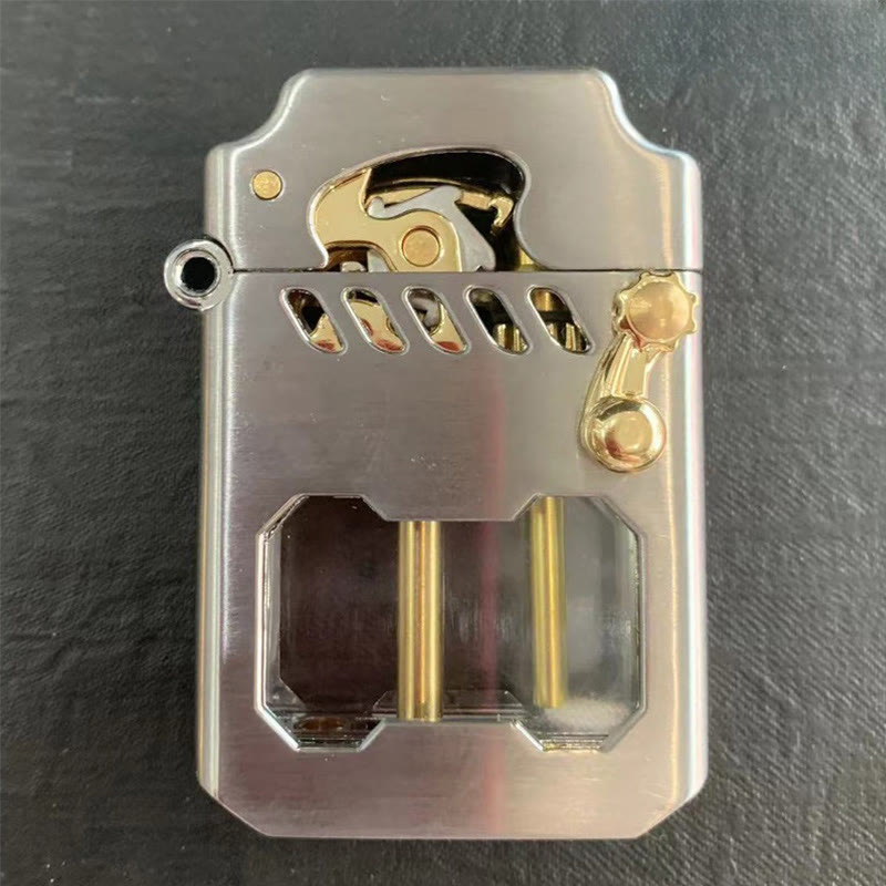 Retro Transparent Oil Tank Rocker arm Ignition Refillable Kerosene Lighter - image 11