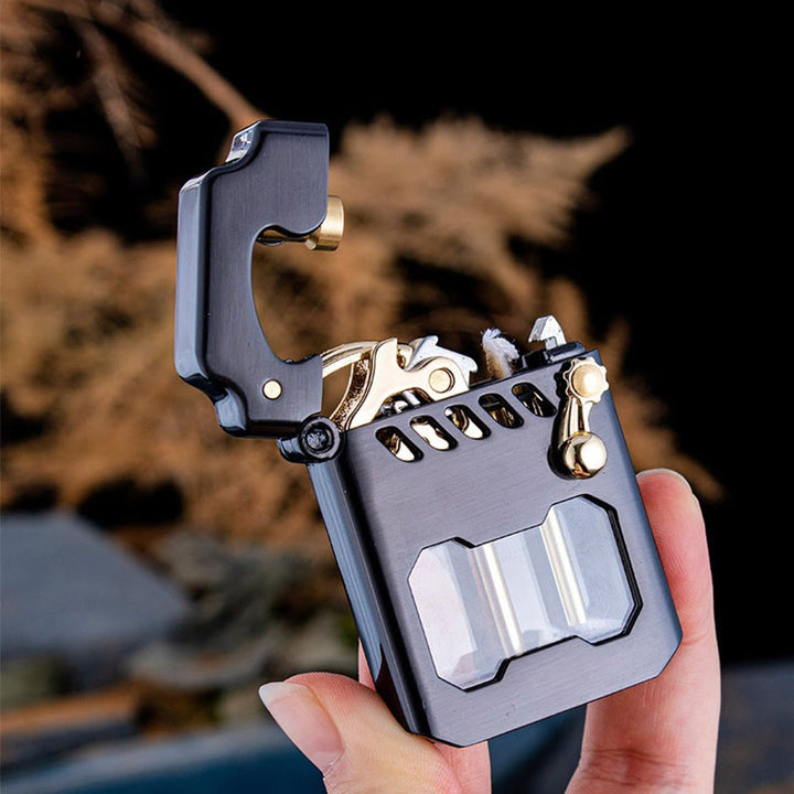 Retro Transparent Oil Tank Rocker arm Ignition Refillable Kerosene Lighter - image 6