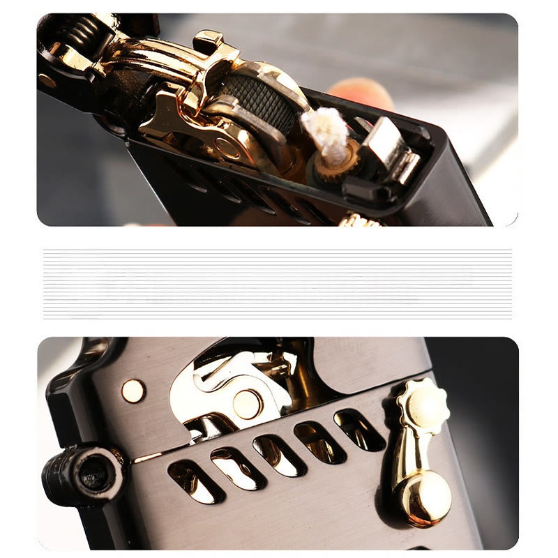 Retro Transparent Oil Tank Rocker arm Ignition Refillable Kerosene Lighter - image 10