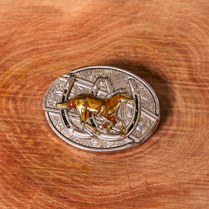 U Shaped Horse DIY Hidden Knife Western Buckle Leather Belt  - image 1