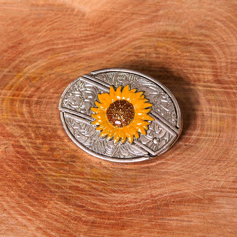 Men's Colorful Sunflower DIY Hidden Knife Western Buckle Leather Belt (Pre-Sale) - image 1