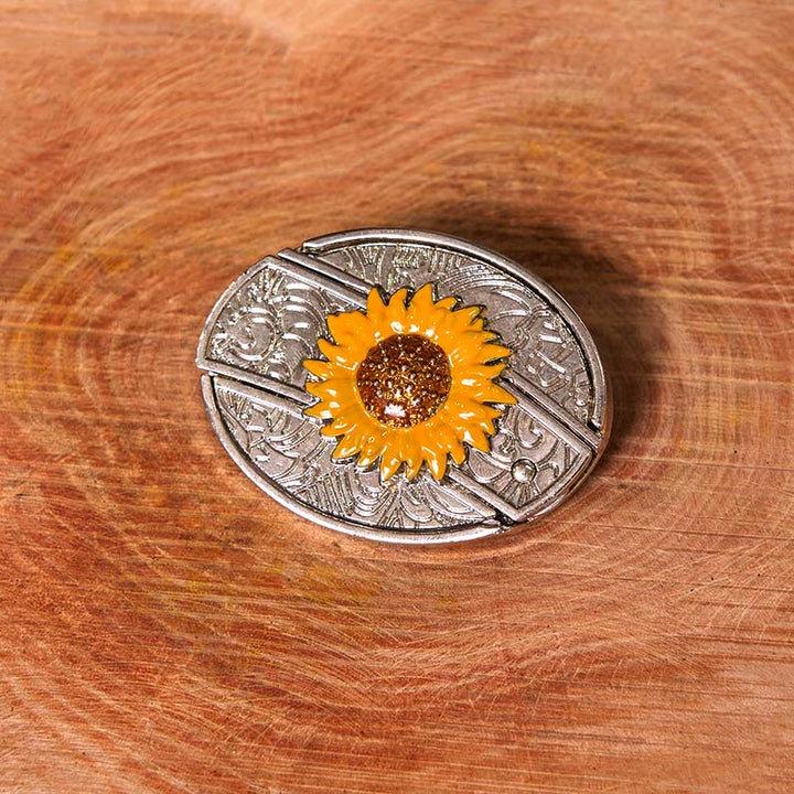 Men's Colorful Sunflower DIY Hidden Knife Western Buckle Leather Belt (Pre-Sale) - image 1