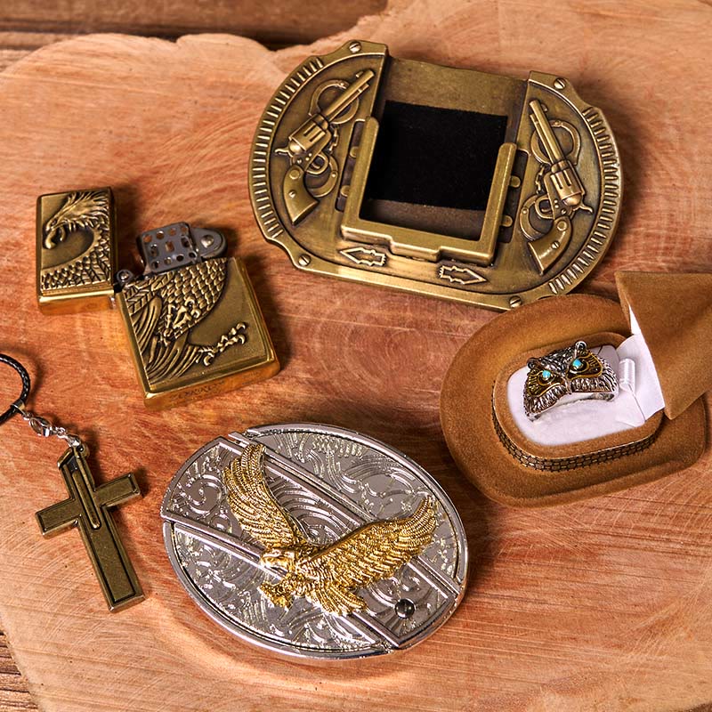 Flying Eagle DIY Hidden Knife Belt Buckle With Owl Ring Bundle Set - image 2