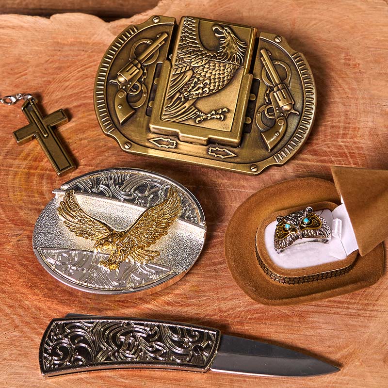 Flying Eagle DIY Hidden Knife Belt Buckle With Owl Ring Bundle Set - image 3