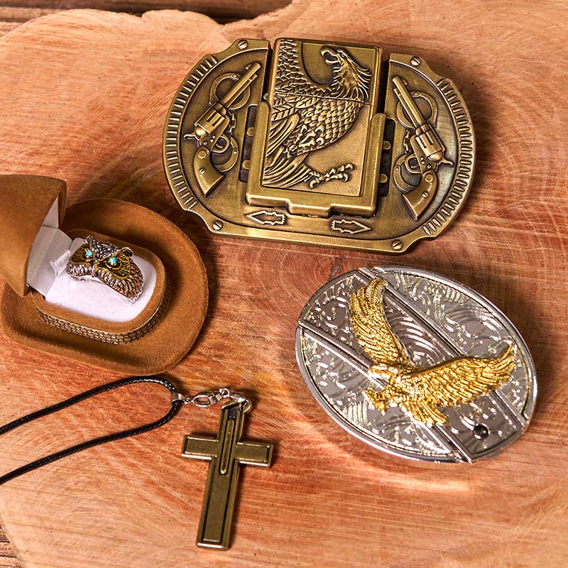 Flying Eagle DIY Hidden Knife Belt Buckle With Owl Ring Bundle Set - Flying Eagle - Without Belt - Not Include Belt - image 1