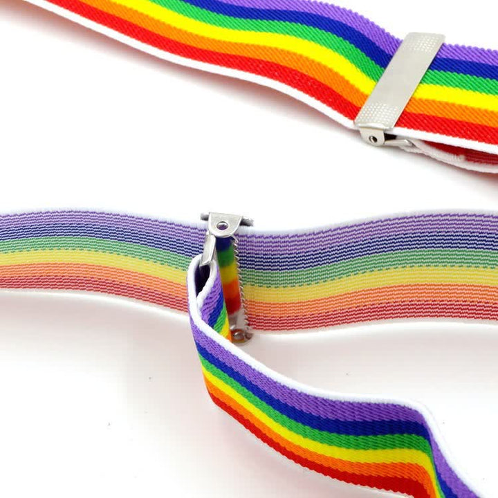 Rainbow Colorful Striped Strap 3-Clips Adjustable Suspenders - image 4