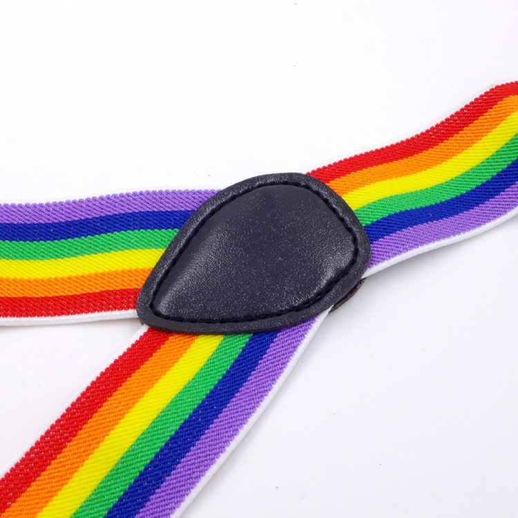 Rainbow Colorful Striped Strap 3-Clips Adjustable Suspenders - image 2