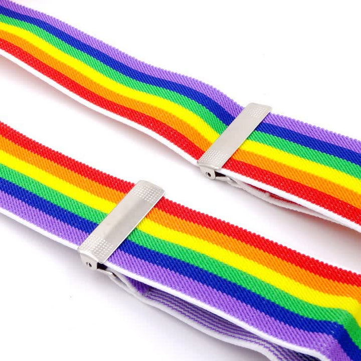 Rainbow Colorful Striped Strap 3-Clips Adjustable Suspenders - image 3