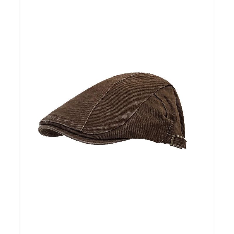 American Retro Newsboy Denim Washed Cotton Beret Cap - Coffee - M (22"-22 7/8") - image 7